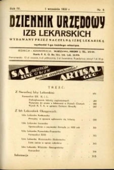 Dziennik Urzędowy Izb Lekarskich 1933 R.4 nr 9
