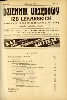 Dziennik Urzędowy Izb Lekarskich 1933 R.4 nr 11