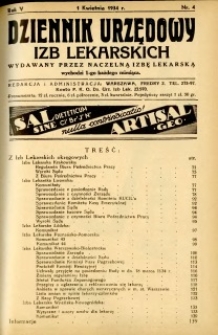 Dziennik Urzędowy Izb Lekarskich 1934 R.5 nr 4