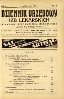 Dziennik Urzędowy Izb Lekarskich 1934 R.5 nr 10