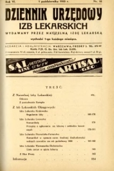 Dziennik Urzędowy Izb Lekarskich 1935 R.6 nr 10