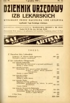 Dziennik Urzędowy Izb Lekarskich 1935 R.6 nr 12