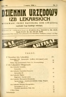 Dziennik Urzędowy Izb Lekarskich 1936 R.7 nr 3