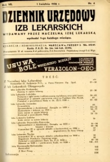 Dziennik Urzędowy Izb Lekarskich 1936 R.7 nr 4