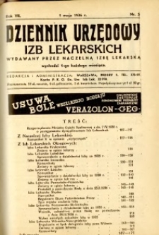 Dziennik Urzędowy Izb Lekarskich 1936 R.7 nr 5