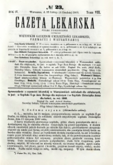 Gazeta Lekarska 1869 R.4, t.7, nr 23