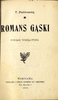 Romans Gąski : powieść współczesna