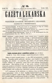 Gazeta Lekarska 1872 R.6, t.12, nr 16