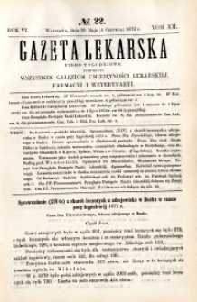 Gazeta Lekarska 1872 R.6, t.12, nr 22
