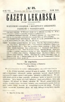 Gazeta Lekarska 1872 R.7, t.13, nr 27