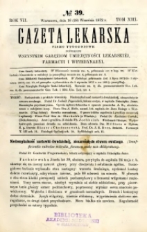 Gazeta Lekarska 1872 R.7, t.13, nr 39