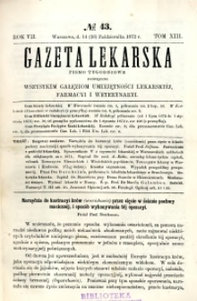 Gazeta Lekarska 1872 R.7, t.13, nr 43