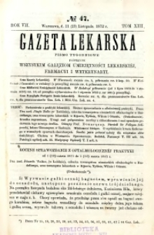 Gazeta Lekarska 1872 R.7, t.13, nr 47