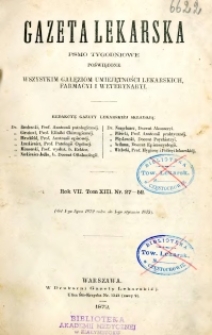 Gazeta Lekarska 1872 R.7 : spis treści tomu XIII