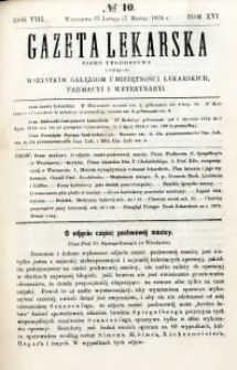 Gazeta Lekarska 1874 R.8, t.16, nr 10