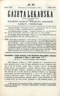 Gazeta Lekarska 1874 R.8, t.16, nr 17