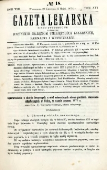 Gazeta Lekarska 1874 R.8, t.16, nr 18