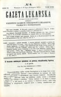 Gazeta Lekarska 1874 R.9, t.17, nr 6