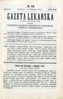 Gazeta Lekarska 1874 R.9, t.17, nr 12