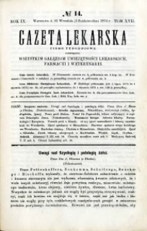 Gazeta Lekarska 1874 R.9, t.17, nr 14