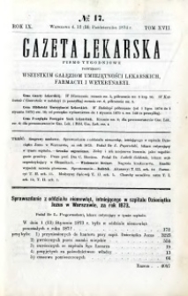 Gazeta Lekarska 1874 R.9, t.17, nr 17