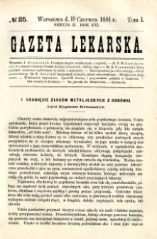 Gazeta Lekarska 1881 R.16, t.1, nr 25
