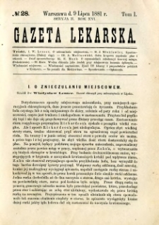 Gazeta Lekarska 1881 R.16, t.1, nr 28