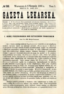 Gazeta Lekarska 1881 R.16, t.1, nr 32
