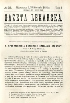 Gazeta Lekarska 1881 R.16, t.1, nr 34