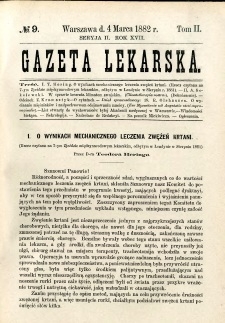 Gazeta Lekarska 1882 R.17, t.2, nr 9