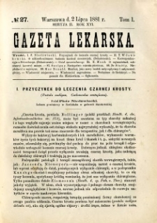 Gazeta Lekarska 1882 R.17, t.2, nr 27