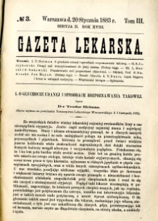 Gazeta Lekarska 1883 R.18, t.3, nr 3