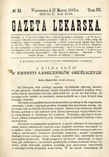 Gazeta Lekarska 1883 R.18, t.3, nr 11