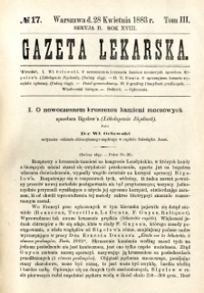 Gazeta Lekarska 1883 R.18, t.3, nr 17