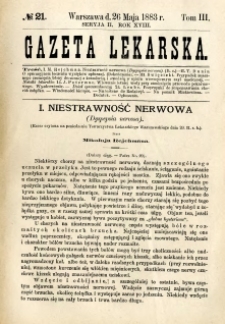 Gazeta Lekarska 1883 R.18, t.3, nr 21