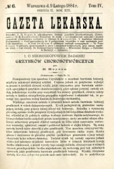 Gazeta Lekarska 1884 R.19, t.4, nr 6