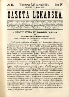 Gazeta Lekarska 1884 R.19, t.4, nr 11