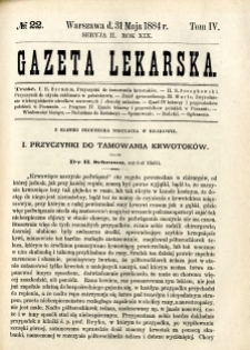 Gazeta Lekarska 1884 R.19, t.4, nr 22