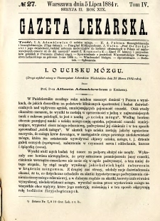 Gazeta Lekarska 1884 R.19, t.4, nr 27