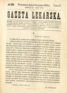 Gazeta Lekarska 1884 R.19, t.4, nr 32