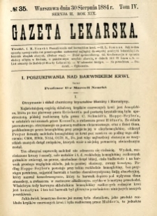 Gazeta Lekarska 1884 R.19, t.4, nr 35
