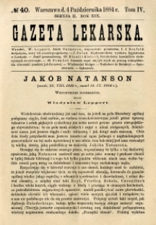 Gazeta Lekarska 1884 R.19, t.4, nr 40