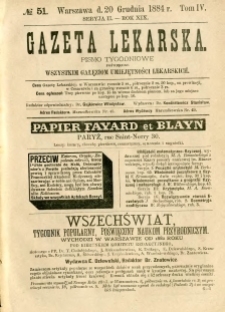 Gazeta Lekarska 1884 R.19, t.4, nr 51