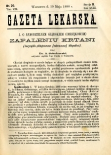 Gazeta Lekarska 1888 R.23, t.8, nr 20