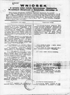 Wniosek w sprawie zmian statutu Białostockiego Towarzystwa Wzajemnych Ubezpieczeń w Białymstoku, Kilińskiego 23