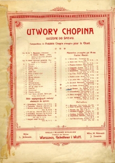 Do pięknej = No 12. La beauté : Mazourke de F. Chopin : Duo pour Soprano et Mezzo-Soprano. Op. 67 nr 1