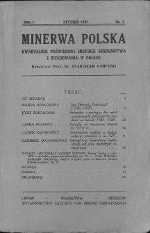 Minerwa Polska : kwartalnik poświęcony historji szkolnictwa i wychowaniu w Polsce 1927 R.1 nr 1