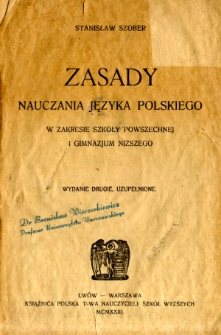 Zasady nauczania języka polskiego w zakresie szkoły powszechnej i gimnazjum niższego