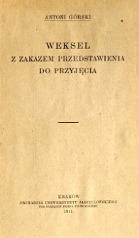 Weksel z zakazem przedstawienia do przyjęcia