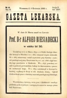 Gazeta Lekarska 1889 R.24, t.9, nr 14